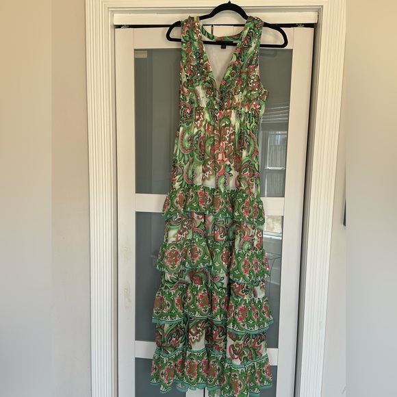 Palma De Scrolls Print Ruffle Tiered Maxi Dress- Worn once for pics - Picture 13 of 13